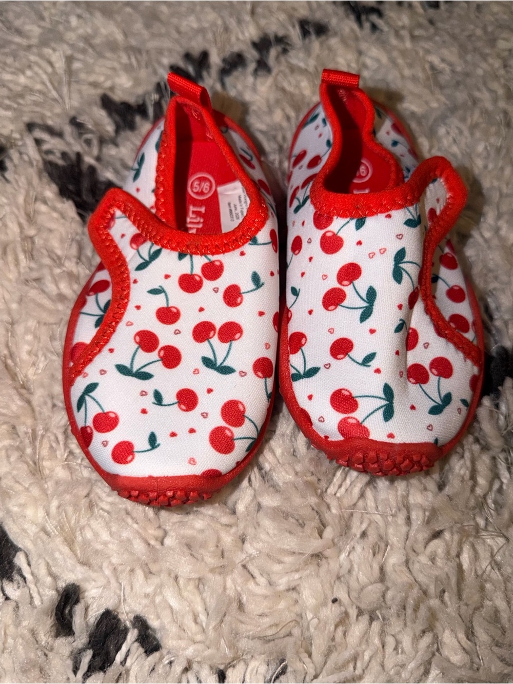 Cherry-Print Kids Water Shoes - Red/White